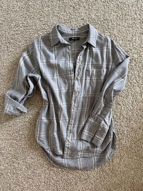 Madewell Gray Plaid Women’s Button-Down Shirt